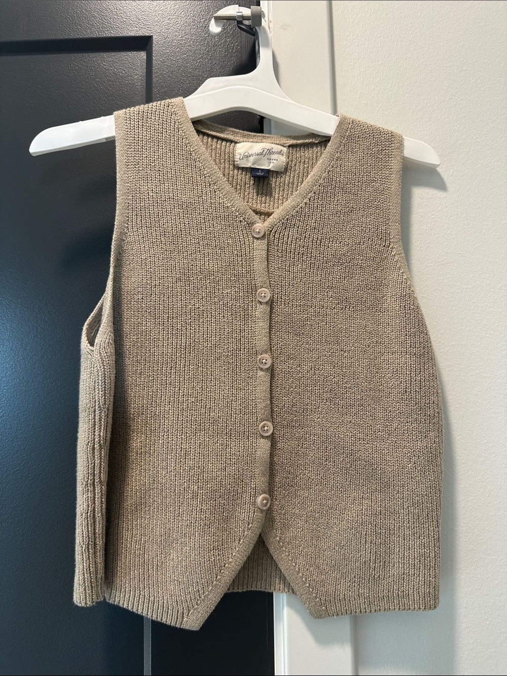 Universal Thread Button-Front Knit V-Neck Vest - Taupe